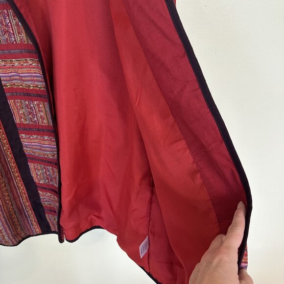 Coldwater Creek Womens Red Embroidered Jacket Large Pockets Ethnic Cotton - Picture 9 of 11